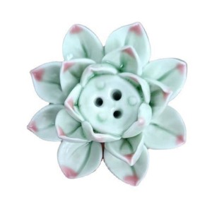 Porcelain Lotus Incense Holder Hand Carved (55mm) (Aquamarine) (Slightly Chipped)